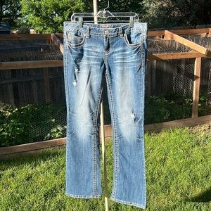 Like New Amethyst Distressed Embroidered Jeans • Juniors 13